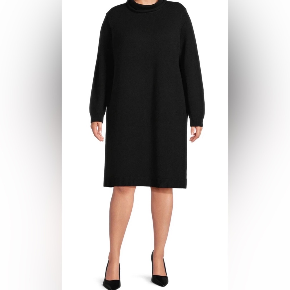 Terra & Sky Black Long Sleeve Sweater Dress